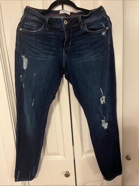 FranDenim Dark Blue Distressed Women's Jeans